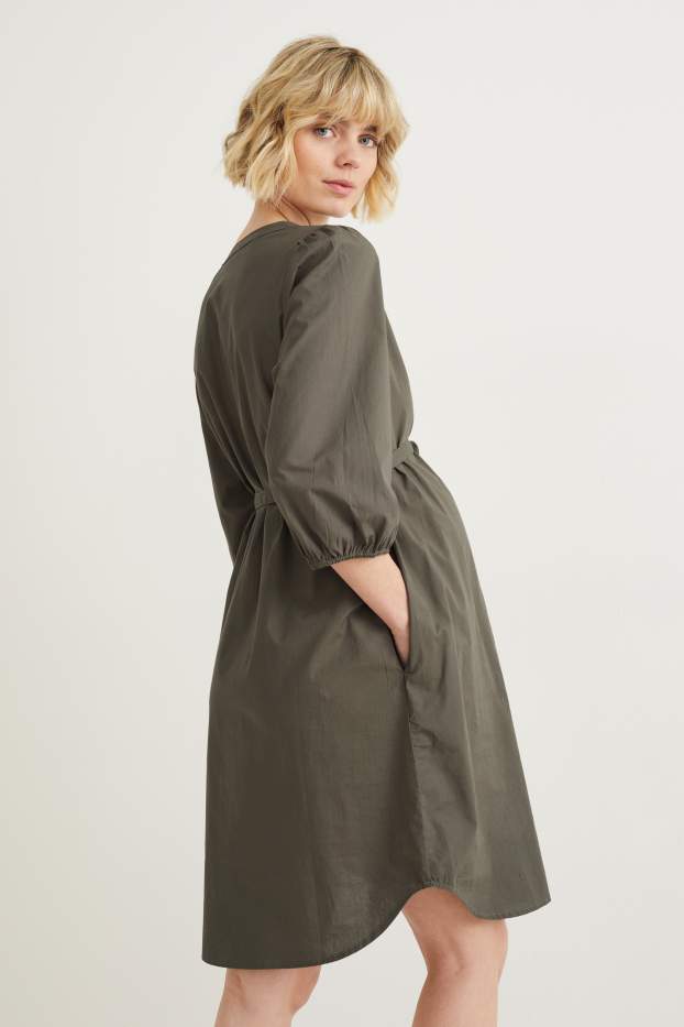 Women - Maternity shirt dress - green