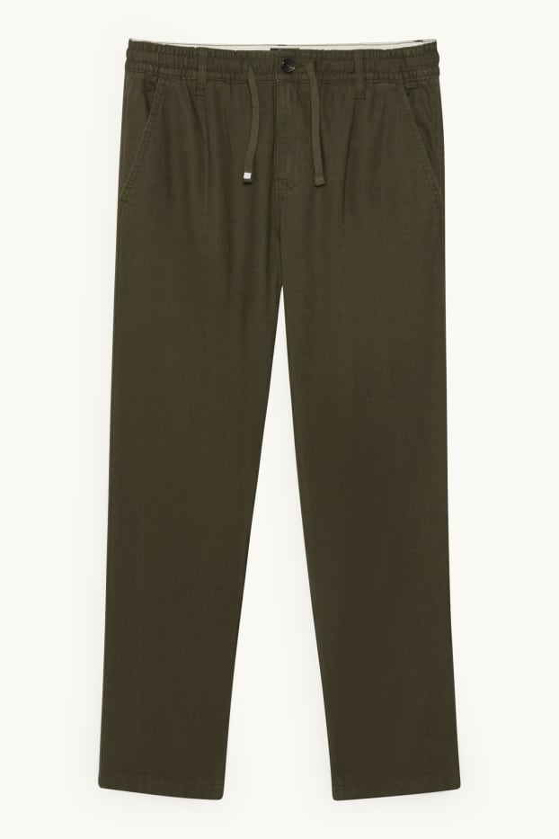 Home - Chino - tapered fit - mescla de lli - verd fosc
