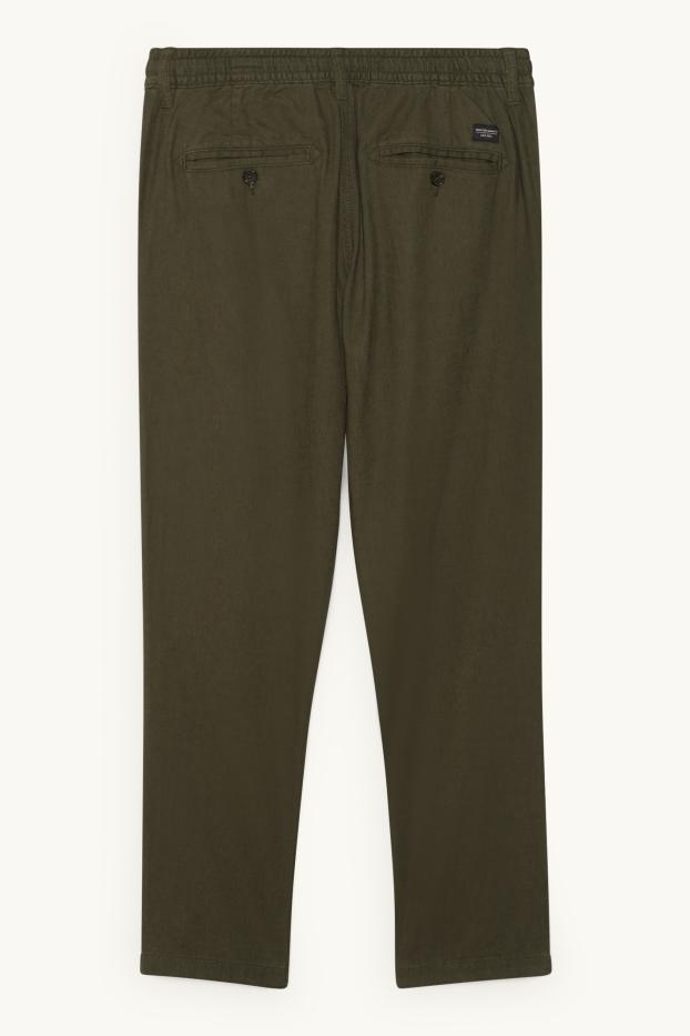 Home - Chino - tapered fit - mescla de lli - verd fosc