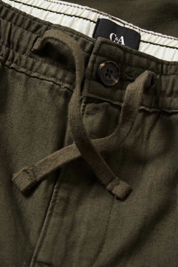 Home - Chino - tapered fit - mescla de lli - verd fosc