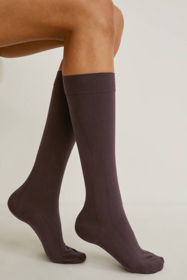 Donna - Confezione da 4 - gambaletti fini - 60 DEN - Caffè