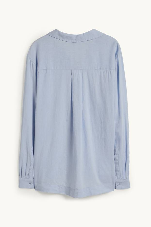 Dames - Blouse - linnenmix - lichtblauw