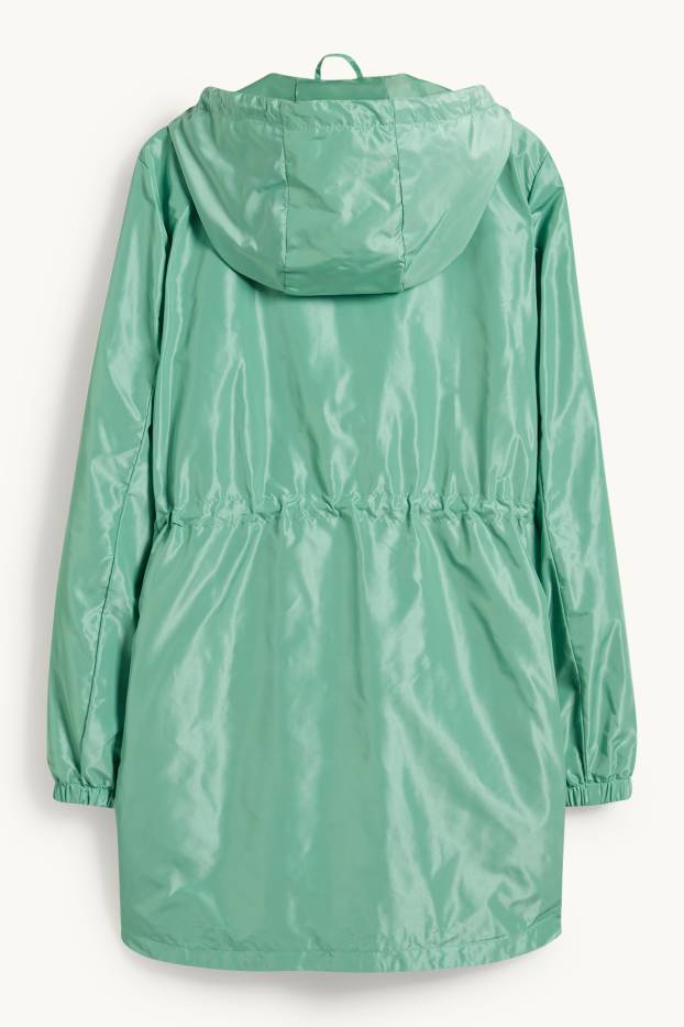 Damen - Jacke mit Kapuze und Tasche - faltbar - grün
