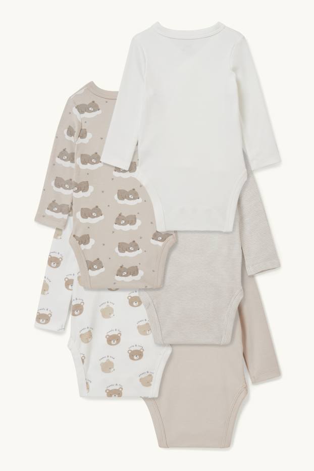 Bébés garçons - Lot de 5 - bodys croisés bébé - beige