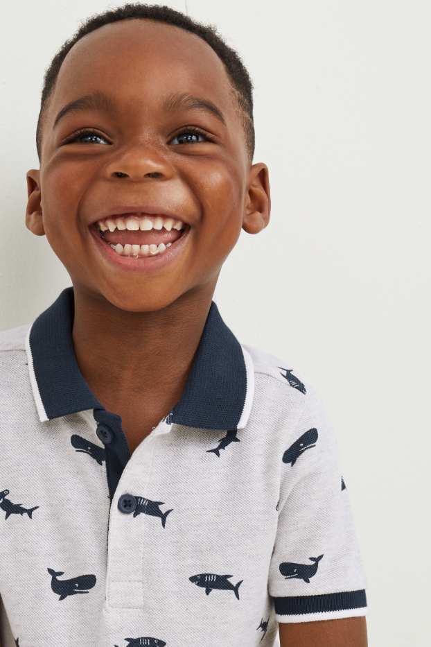 Copii - Băieți - Tricou polo - cu model - gri deschis melanj