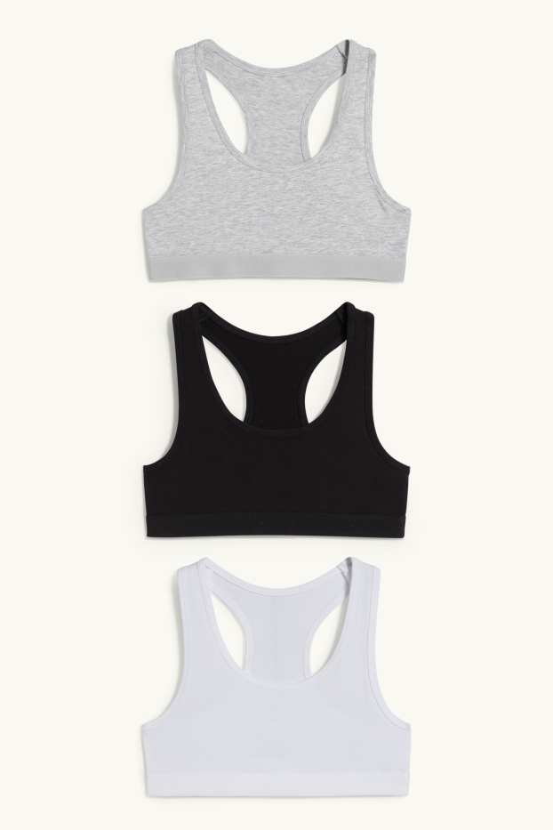 Enfants filles - Lot de 3 - brassières - gris clair chiné
