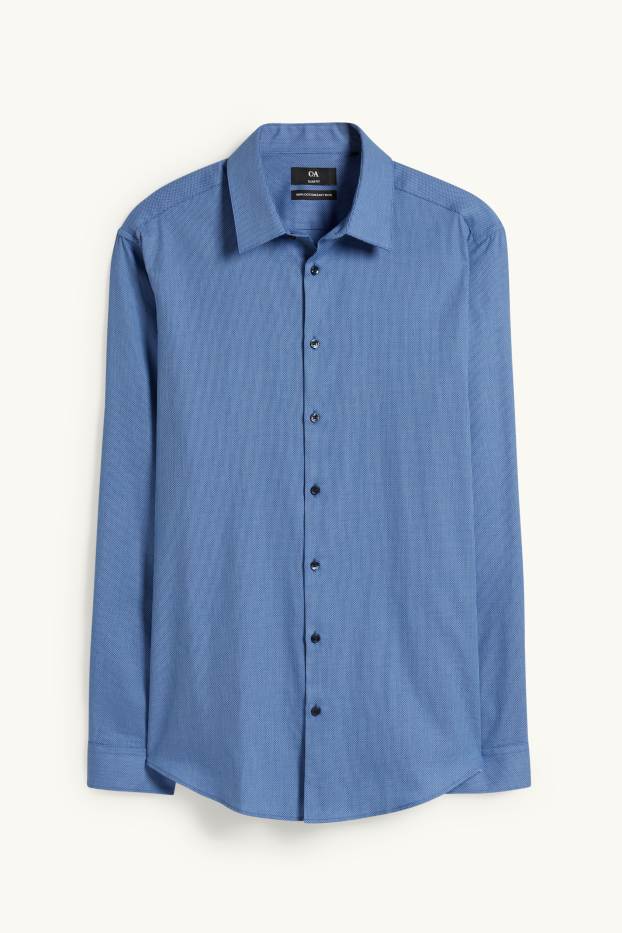 Men - Business košile - slim fit - kent - snadné žehlení - se vzorem - blue