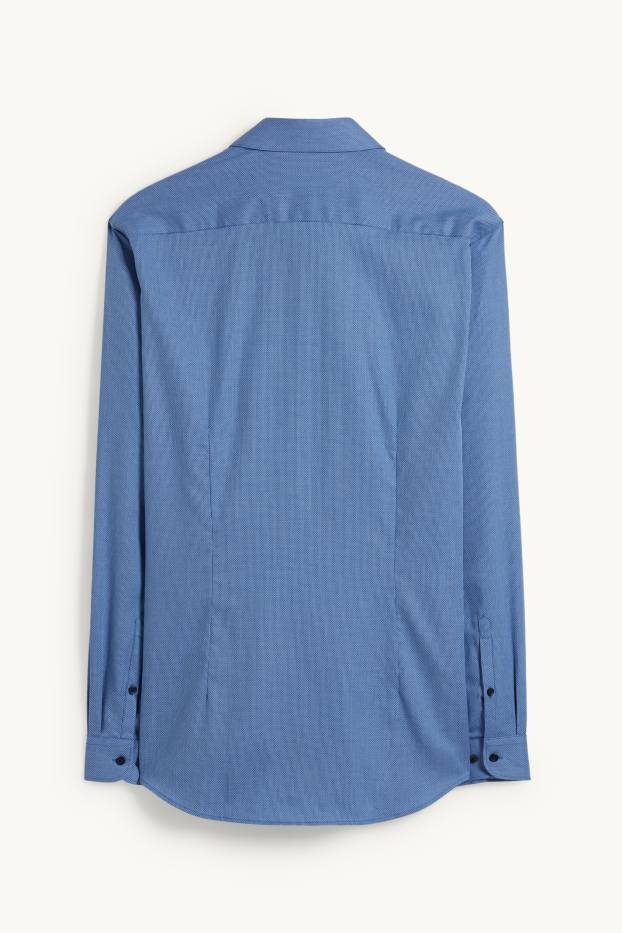 Men - Business košile - slim fit - kent - snadné žehlení - se vzorem - blue