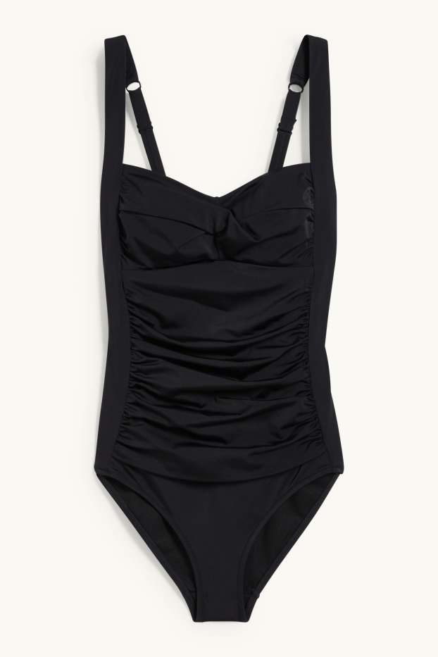 Damen - Badeanzug mit Raffung - wattiert - LYCRA® XTRA LIFE™ - schwarz