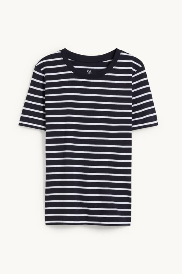 Femmes - T-shirt basique - à rayures - bleu foncé