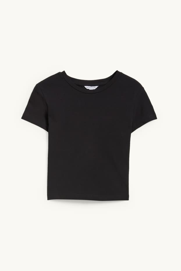 Damen - Crop T-Shirt - schwarz
