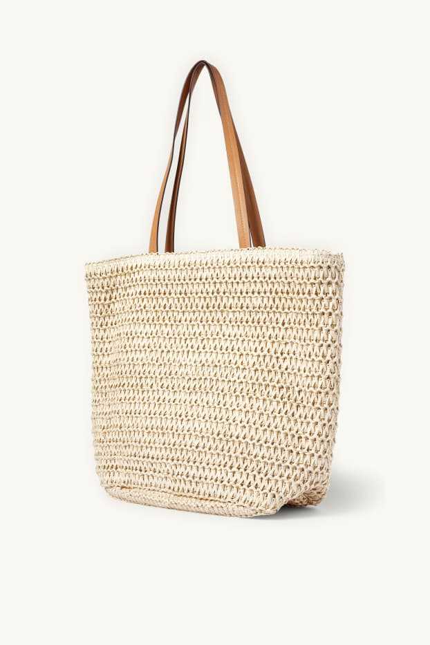 Mujer - Bolso shopper de paja - beige claro