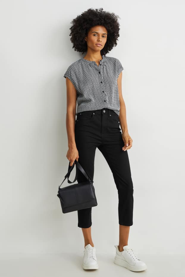Donna - Pantaloni di stoffa - vita media - skinny fit - nero