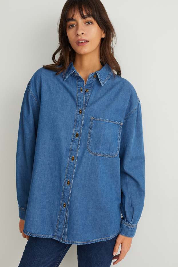 Femei - Bluză din denim - denim-albastru