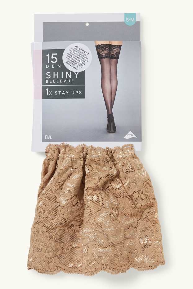 Donna - Calze autoreggenti - 15 DEN - beige