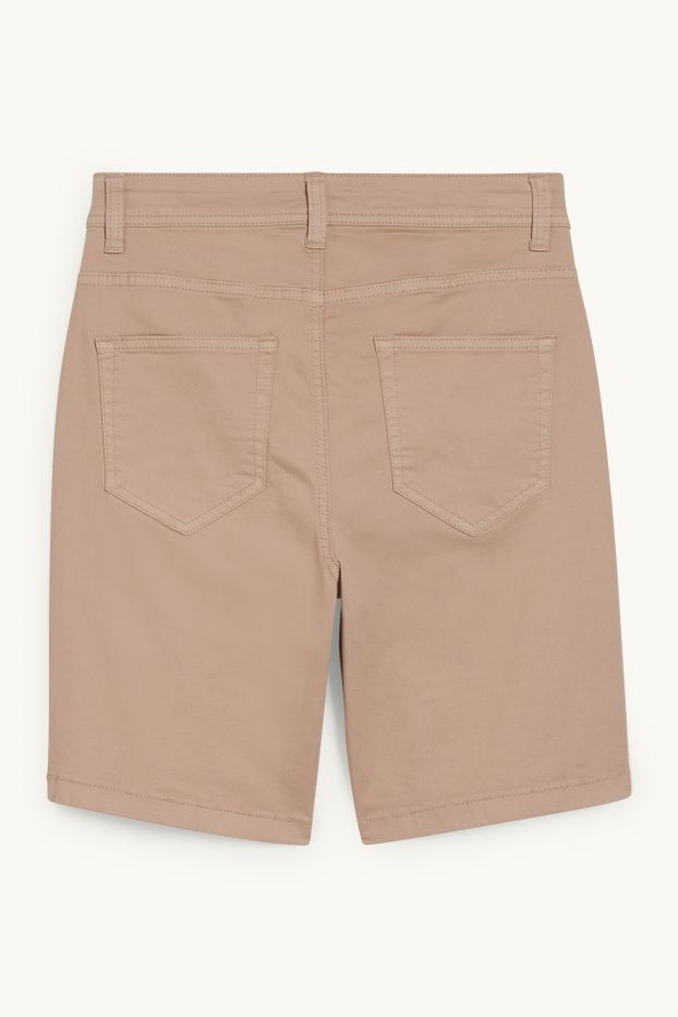 Dámské - Džínové bermudy - mid waist - béžová