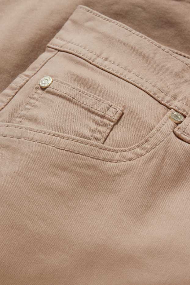 Dámské - Džínové bermudy - mid waist - béžová