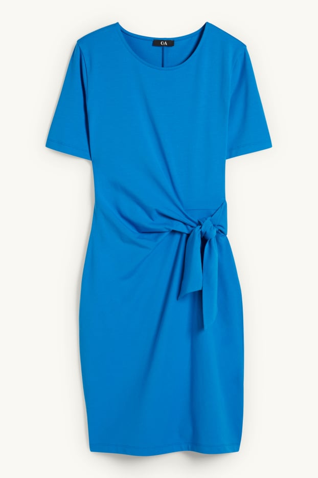 Femmes - Robe ornée d'un nœud - bleu