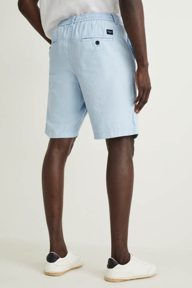 Mężczyźni - Szorty - mieszanka z lnem - jasnoniebieski