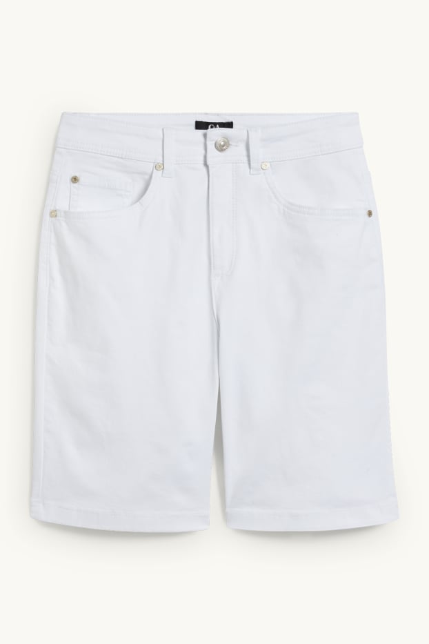 Women - Bermuda shorts - high waist - white