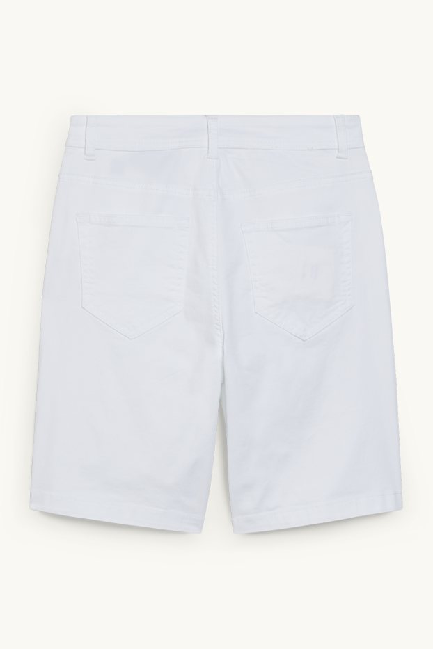 Women - Bermuda shorts - high waist - white