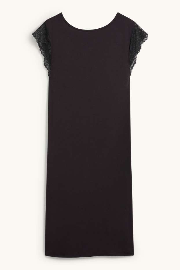 Donna - Camicia da notte in viscosa - nero
