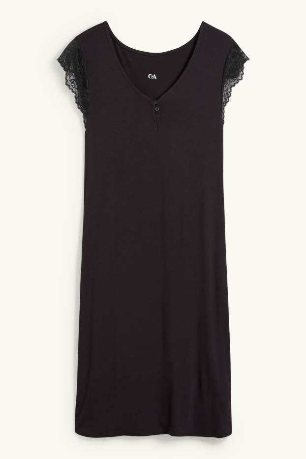 Donna - Camicia da notte in viscosa - nero