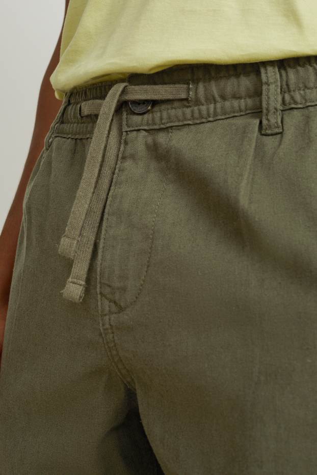 Home - Chino - tapered fit - mescla de lli - verd fosc