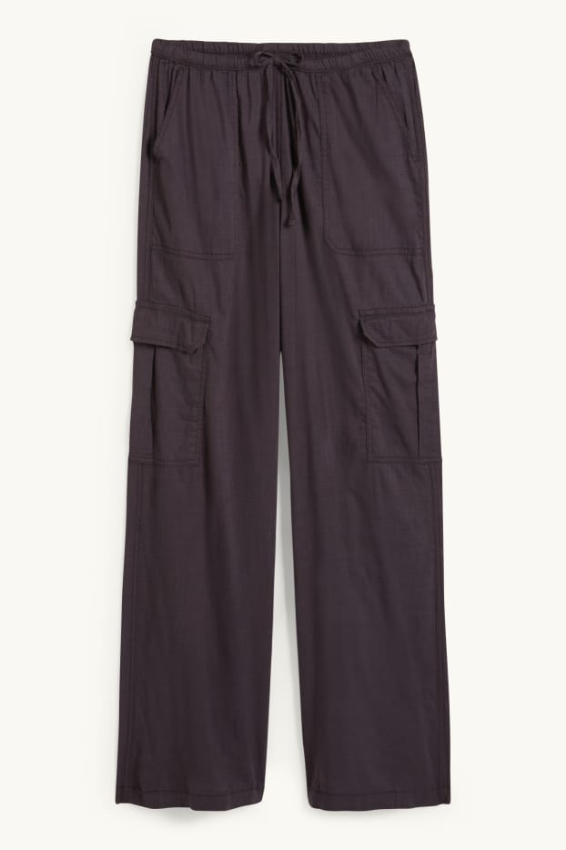 Women - CLOCKHOUSE - cargo trousers - mid-rise waist - relaxed fit - dark gray