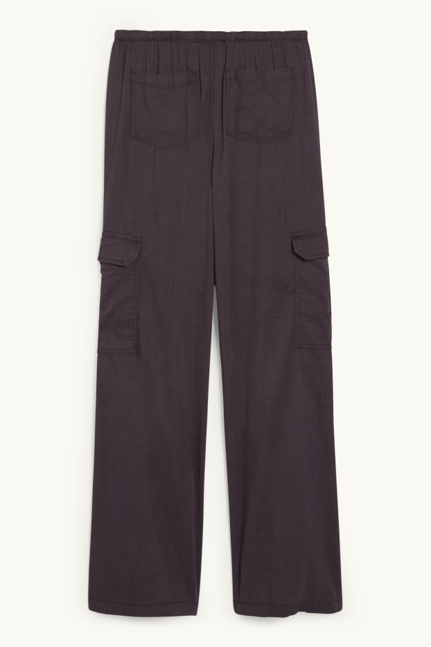 Women - CLOCKHOUSE - cargo trousers - mid-rise waist - relaxed fit - dark gray