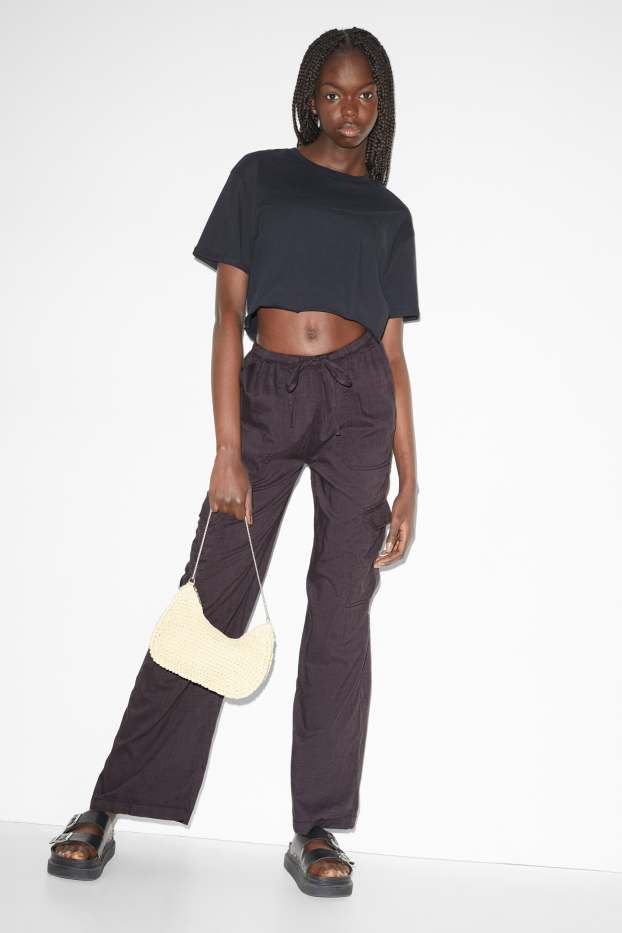 Women - CLOCKHOUSE - cargo trousers - mid-rise waist - relaxed fit - dark gray