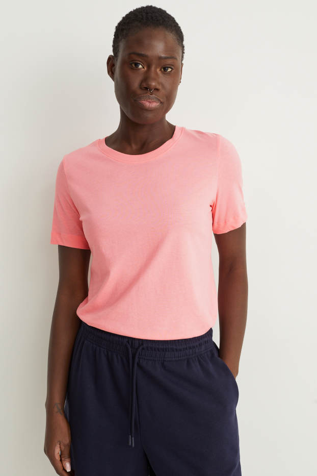 Dames - Basic T-shirt - fuchsiarood