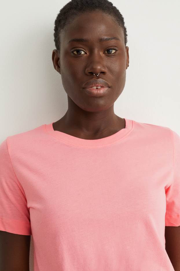 Dames - Basic T-shirt - fuchsiarood