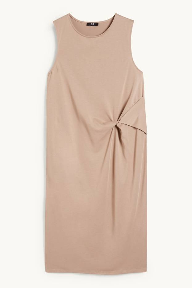 Damen - Etuikleid mit Knotendetail - beige