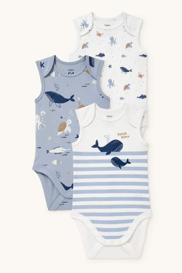 Baby Jungen - Multipack 3er - Baby-Body - hellblau