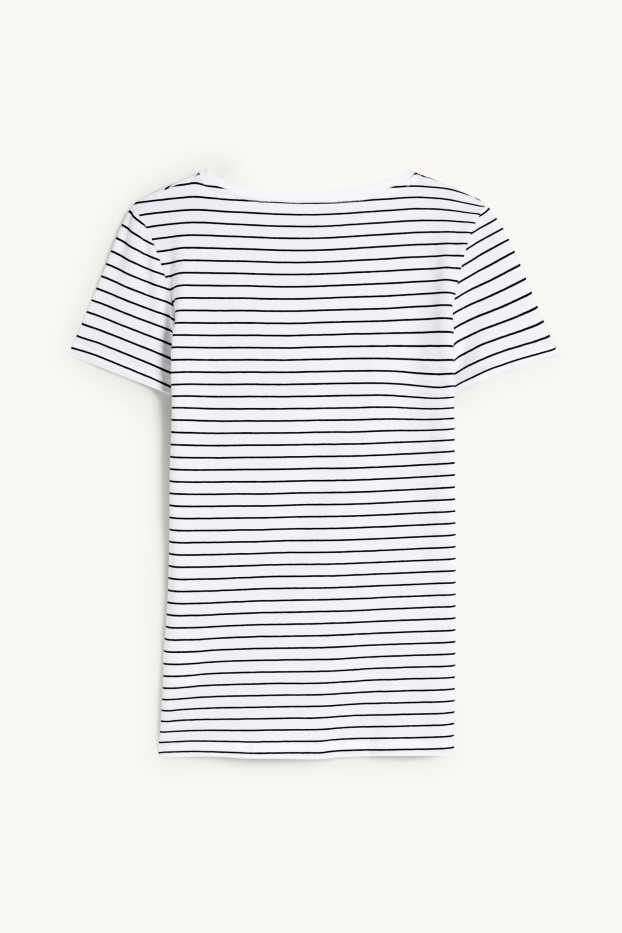 Women - Basic T-shirt - striped - white