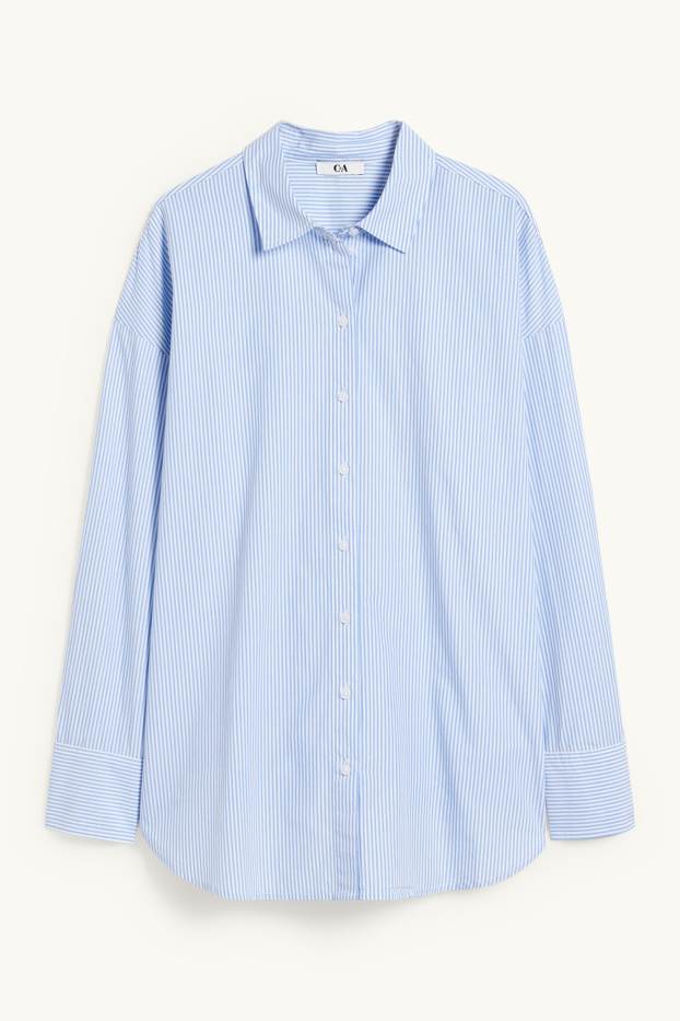 Women - Blouse - striped - white / light blue