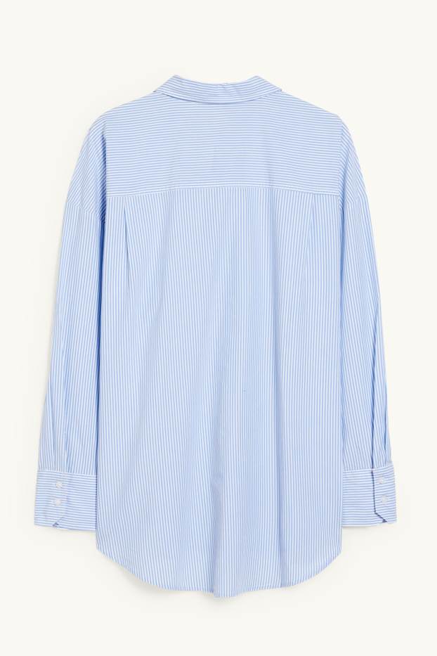 Women - Blouse - striped - white / light blue