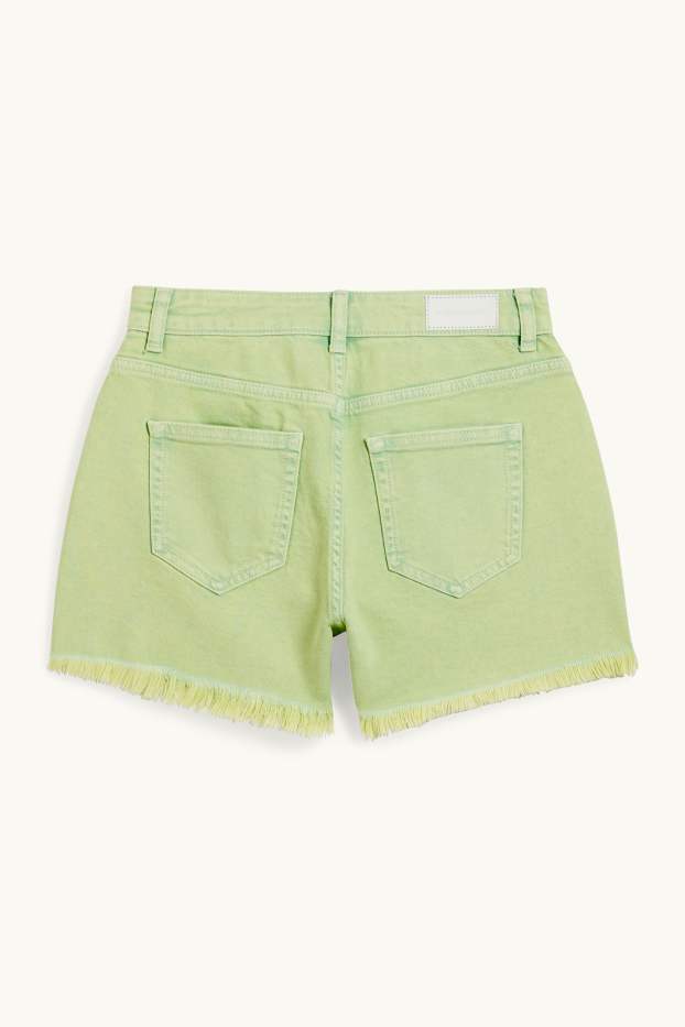 Femei - CLOCKHOUSE - pantaloni scurți de blugi - talie înaltă - verde deschis