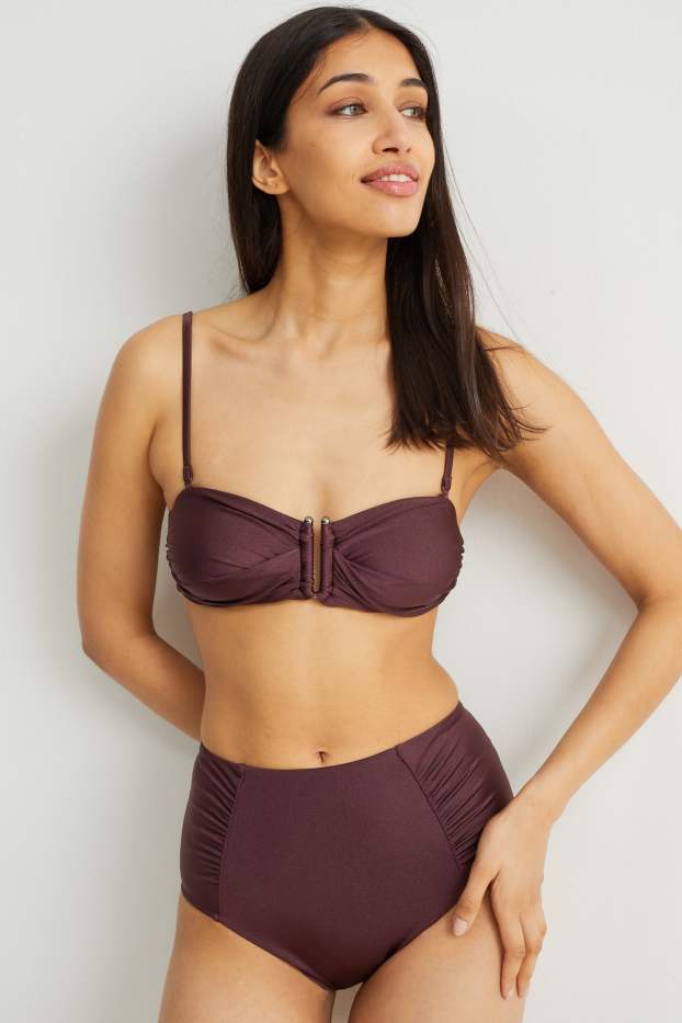 Dona - Calces de biquini - high waist - LYCRA® XTRA LIFE™ - vermell fosc