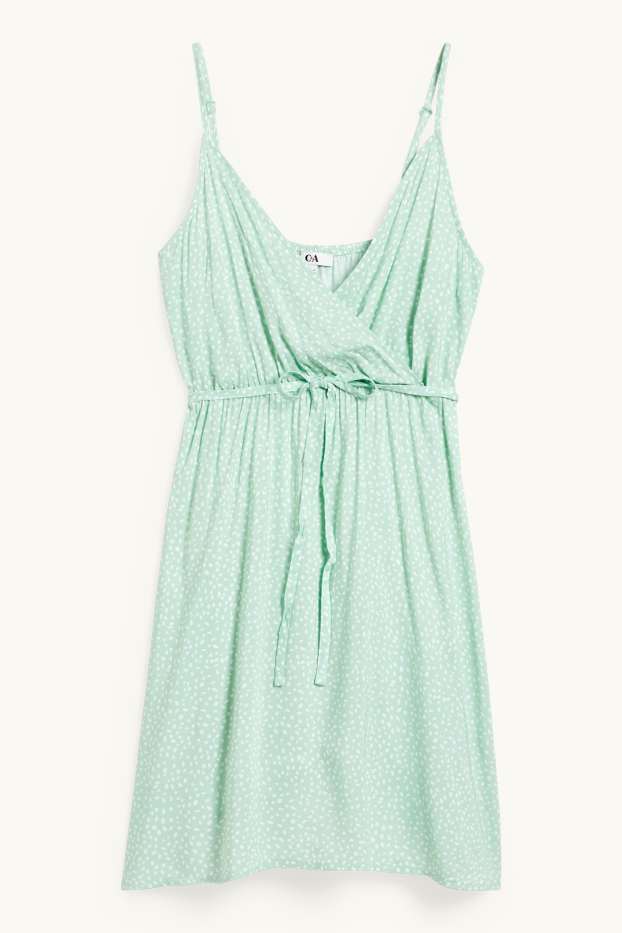 Women - Wrap dress - polka dot - light green