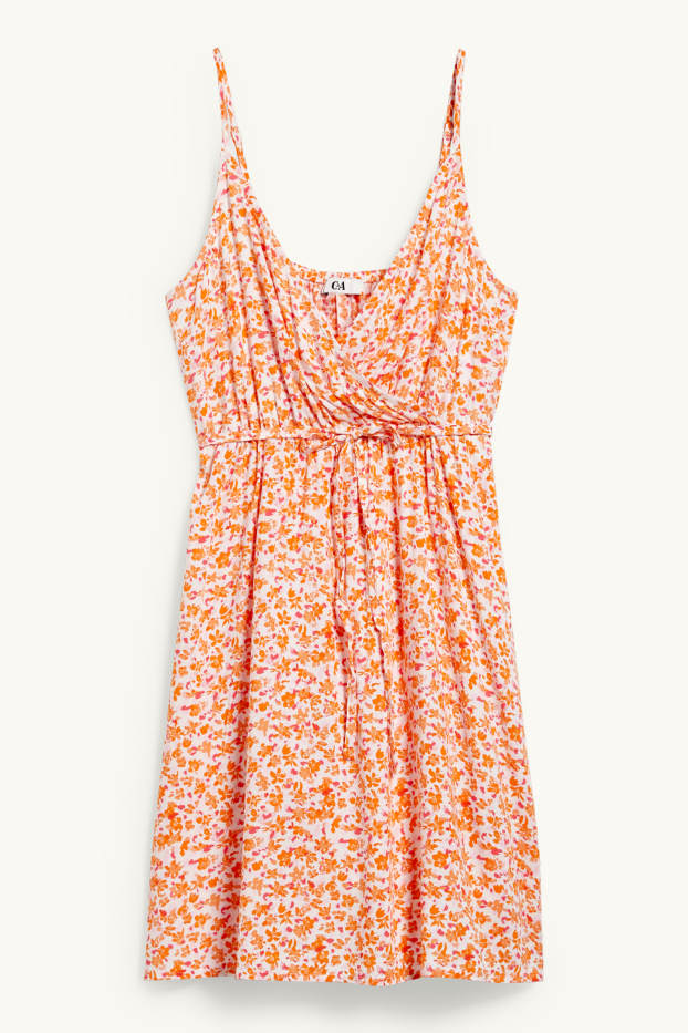 Dames - Wikkeljurk - gebloemd - oranje