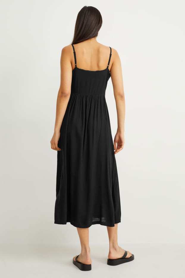 Damen - Fit & Flare Kleid - schwarz