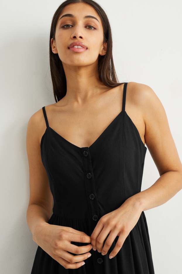 Damen - Fit & Flare Kleid - schwarz