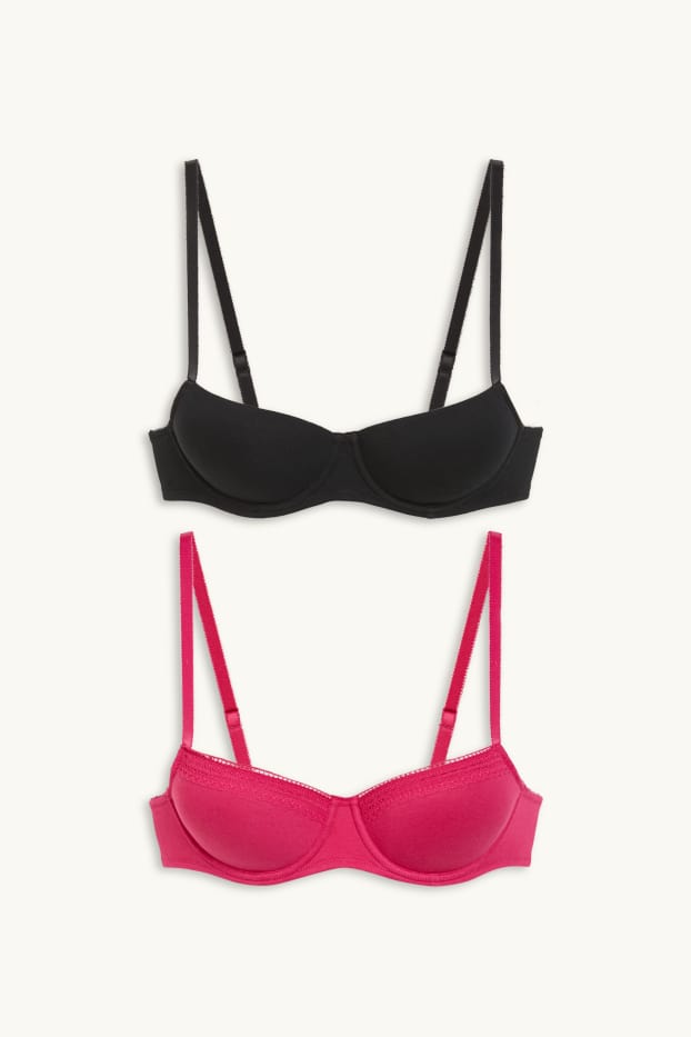 Damen - Multipack 2er - BH mit Bügel - FULL COVERAGE - wattiert - pink