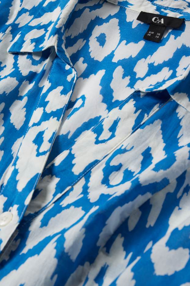 Women - Shirt dress - patterned - blue / white