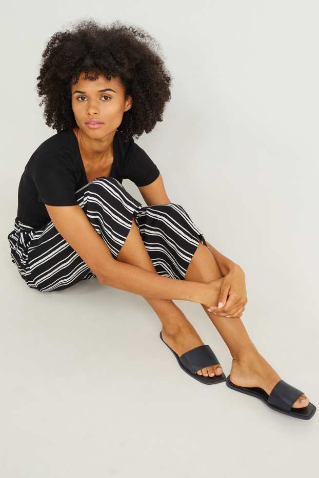 Women - Sandals - faux leather - black