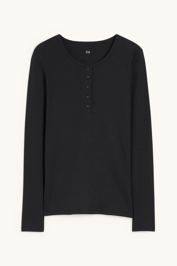 Damen - Basic-Langarmshirt - schwarz