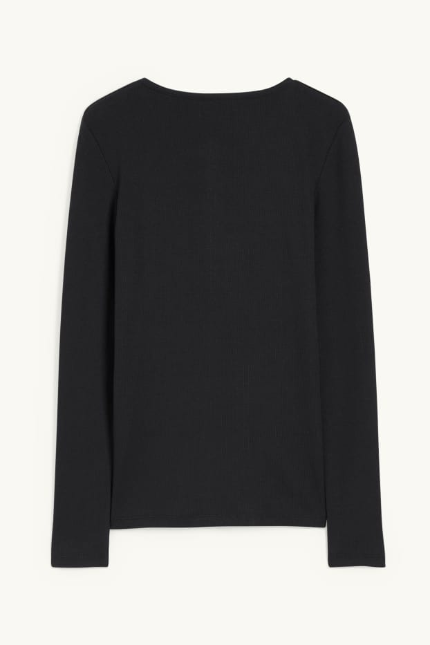 Damen - Basic-Langarmshirt - schwarz