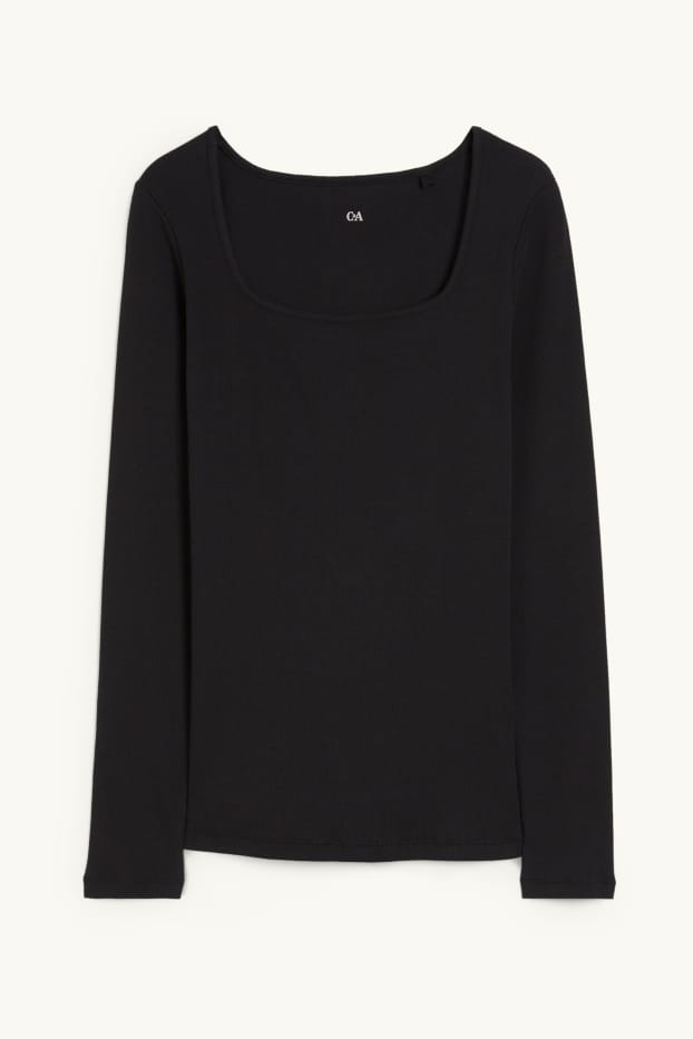 Damen - Basic-Langarmshirt - schwarz